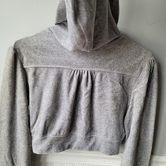 Vintage Y2K Gray Velour/Velvet Zip up Cropped Hoodie Jacket Arizona Large - Picture 10 of 14